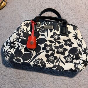 Spartina 449 Linen Leather Tote Bag Handbag Floral